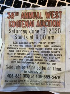Annual West Kootenai Auction - newspaper announcement