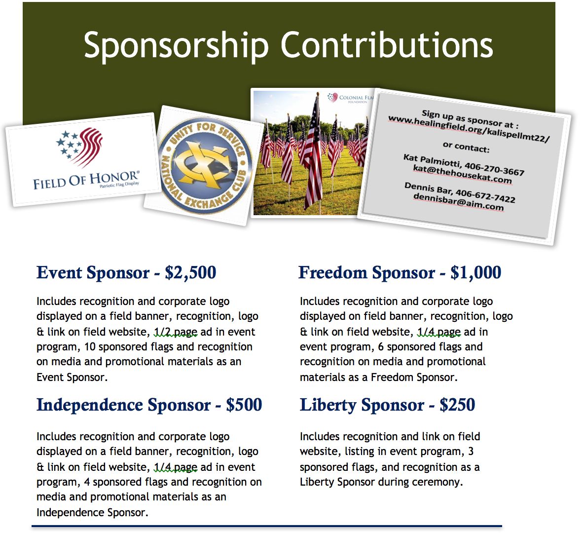 Kalispell MT Field of Honor® Event-2022 photo of sponsorship options