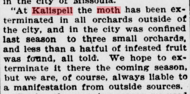 1904 Kalispell Ordinance: Fruit Pests newspaper article photo